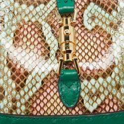 Pre Owned Gucci Green/Multicolor Ostrich and Python Mini Jackie 1961 Hobo
