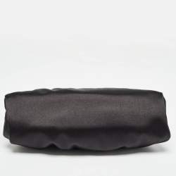 Pre Owned Gucci Black Satin Crystal Embellished Bow Broadway Clutch