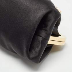 Pre Owned Gucci Black Satin Crystal Embellished Bow Broadway Clutch