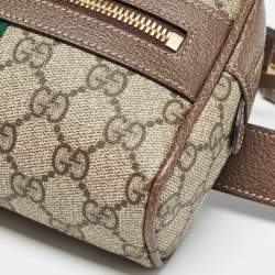 Pre Owned Gucci Brown/Beige GG Supreme Canvas and Leather Ophidia Belt Bag