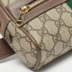 Pre Owned Gucci Brown/Beige GG Supreme Canvas and Leather Ophidia Belt Bag