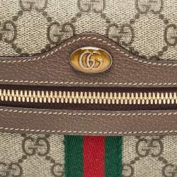 Pre Owned Gucci Brown/Beige GG Supreme Canvas and Leather Ophidia Belt Bag