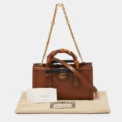 Gucci Brown Leather Small Diana Chain Shoulder Bag