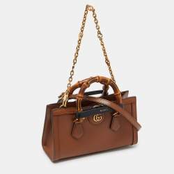 Gucci Brown Leather Small Diana Chain Shoulder Bag