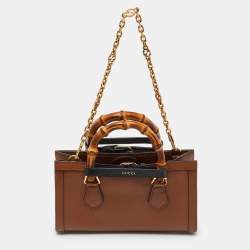 Gucci Brown Leather Small Diana Chain Shoulder Bag