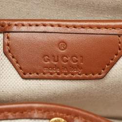 Gucci Brown Geometric Print Leather Medium Bamboo 1947 Top Handle Bag