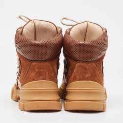 Gucci Beige/Brown GG Canvas and Suede Flashtrek Boots Size 35