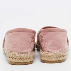 Pre Owned Gucci Pink GG Canvas and Leather Espadrilles Flats Size 36.5