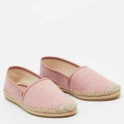 Pre Owned Gucci Pink GG Canvas and Leather Espadrilles Flats Size 36.5