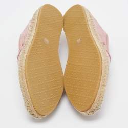 Pre Owned Gucci Pink GG Canvas and Leather Espadrilles Flats Size 36.5