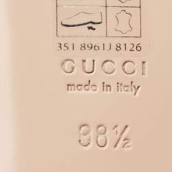 Pre Owned Gucci Pink Leather GG Marmont Flat Slides Size 38.5