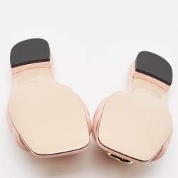 Pre Owned Gucci Pink Leather GG Marmont Flat Slides Size 38.5