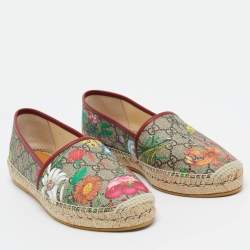مملوكة مسبقًا Gucci Multicolor GG Floral Canvas Slip On Espadrille Flats Size 41