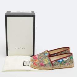 مملوكة مسبقًا Gucci Multicolor GG Floral Canvas Slip On Espadrille Flats Size 41