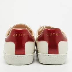 Gucci Cream Leather Logo Elastic Band Ace Sneakers Size 37