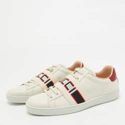 Gucci Cream Leather Logo Elastic Band Ace Sneakers Size 37