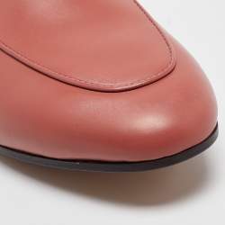 Pre Owned Gucci Pink Leather Fur Lined Princetown Flat Mules Size 37