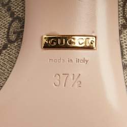 مملوكة مسبقًا Gucci Grey/Brown Canvas and Leather Blondie Block Heel Pumps Size 37.5