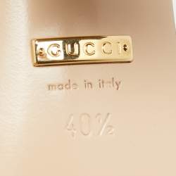 Pre Owned Gucci Beige Leather GG Marmont Block Heel Ankle Strap Sandals 40.5