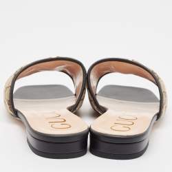 Pre Owned Gucci Brown/Ebony GG Canvas Double G Flat Slides Size 42