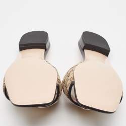 Pre Owned Gucci Brown/Ebony GG Canvas Double G Flat Slides Size 42