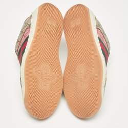 Gucci Multicolor Canvas and Leather Screener Lace Up Sneakers Size 37