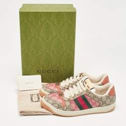 Gucci Multicolor Canvas and Leather Screener Lace Up Sneakers Size 37