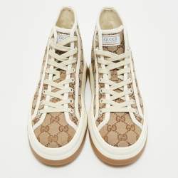 Gucci Beige GG Canvas Tennis 1977 High Top Sneakers Size 38.5