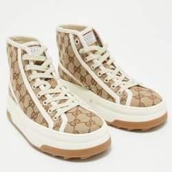 Gucci Beige GG Canvas Tennis 1977 High Top Sneakers Size 38.5