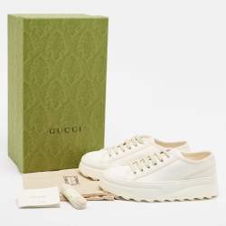 Gucci White GG Canvas Tennis 1977 Platform Sneakers Size 38.5