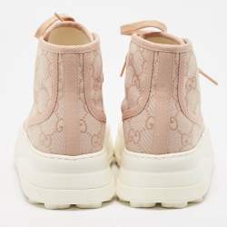 Gucci Pink GG Canvas Tennis 1977 High Top Sneakers Size 38.5