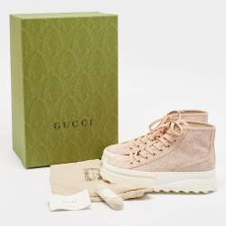 Gucci Pink GG Canvas Tennis 1977 High Top Sneakers Size 38.5