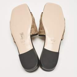 Pre Owned Gucci Brown/Beige Quilted GG Canvas Jolie Flat Slides Size 41
