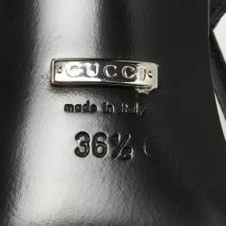 Pre Owned حذاء كعب عالي غوتشي جلد وكانفاس جي جي كريمي /أزرق كحلي مقاس 36.5