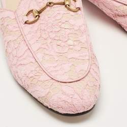 Gucci Pink Lace and Satin Princetown Mules Size 40