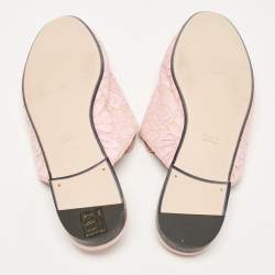 Gucci Pink Lace and Satin Princetown Mules Size 40