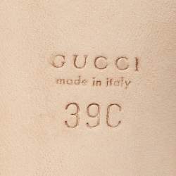 Gucci Beige Canvas Patent Leather Slide Sandals Size 39