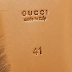 Pre Owned Gucci Black Leather Fur Princetown Flat Mules Size 41