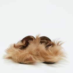 Pre Owned Gucci Black Leather Fur Princetown Flat Mules Size 41