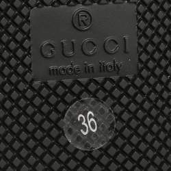 Pre Owned Gucci Black/White Perforated Leather Screener Sneakers Size 36