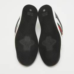 Pre Owned Gucci Black/White Perforated Leather Screener Sneakers Size 36