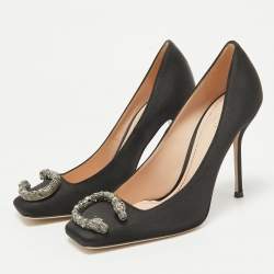 Gucci Black Satin Dionysus Pumps Size 37