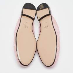 Gucci Pink/Beige Lace and Leather Princetown Flat Mules Size 40