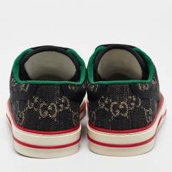 Gucci Black/Cream Denim Tennis 1977 Lace Up Sneakers Size 37