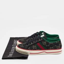 Gucci Black/Cream Denim Tennis 1977 Lace Up Sneakers Size 37