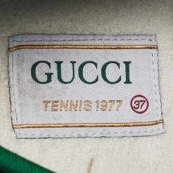 Gucci Black/Cream Denim Tennis 1977 Lace Up Sneakers Size 37