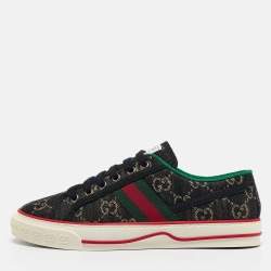 Gucci Black/Cream Denim Tennis 1977 Lace Up Sneakers Size 37