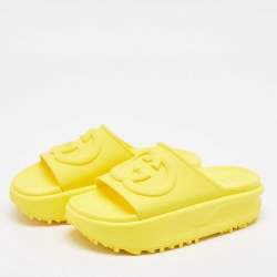 Gucci Yellow Rubber Interlocking G Slide Sandals Size 37