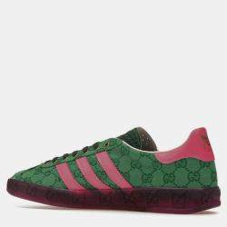 Gucci X Adidas Green/Pink GG Monogram Leather Gazelle EU 38