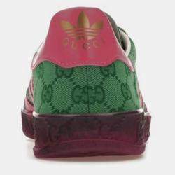 Gucci X Adidas Green/Pink GG Monogram Leather Gazelle EU 38